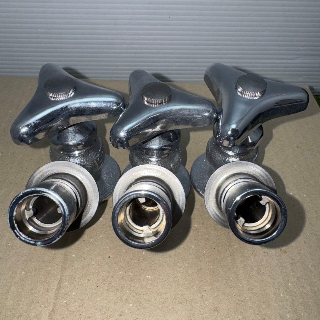 金属製シルバー蛇口 L字型散水用バルブ 3個セット［2258］