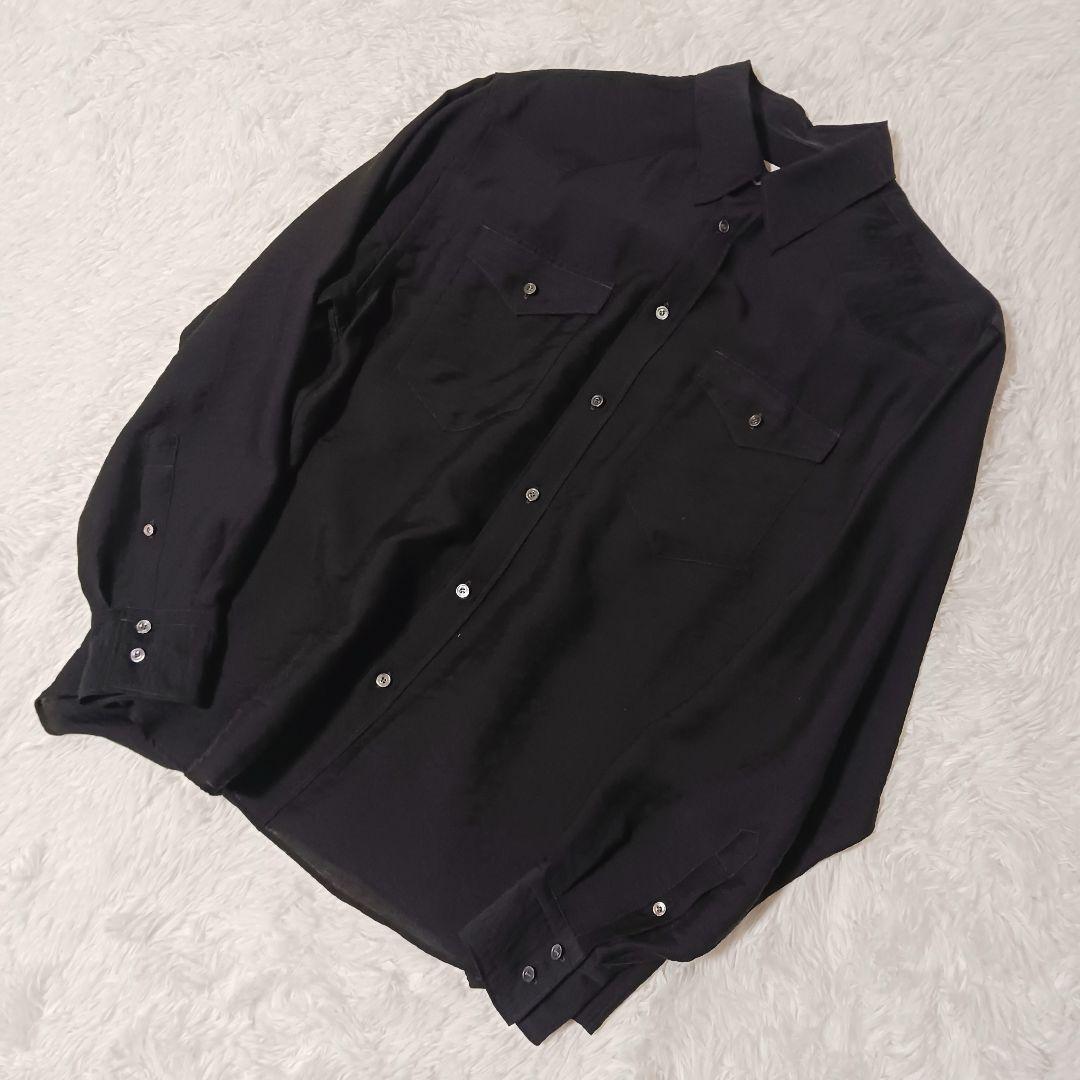 極美品★LIDNM 長袖シャツ ウェスタンシャツ シルク混 完売品 ブラック