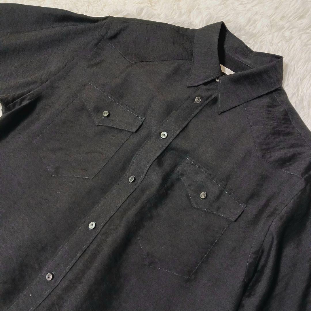 極美品★LIDNM 長袖シャツ ウェスタンシャツ シルク混 完売品 ブラック