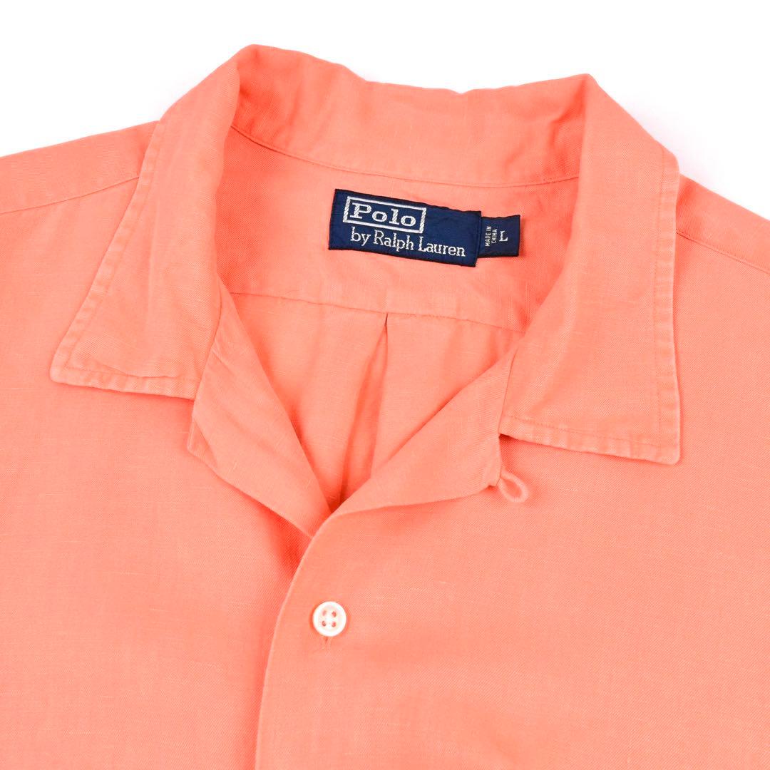 90s Ralph Lauren Shirt LINEN SILK オレンジ L