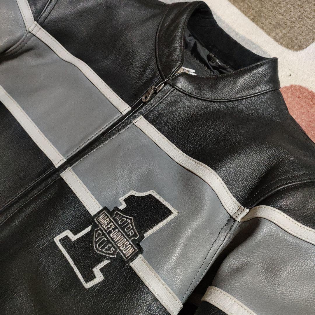 レアカラー美品　Harley-Davidson 本革レザージャケット　刺繍入