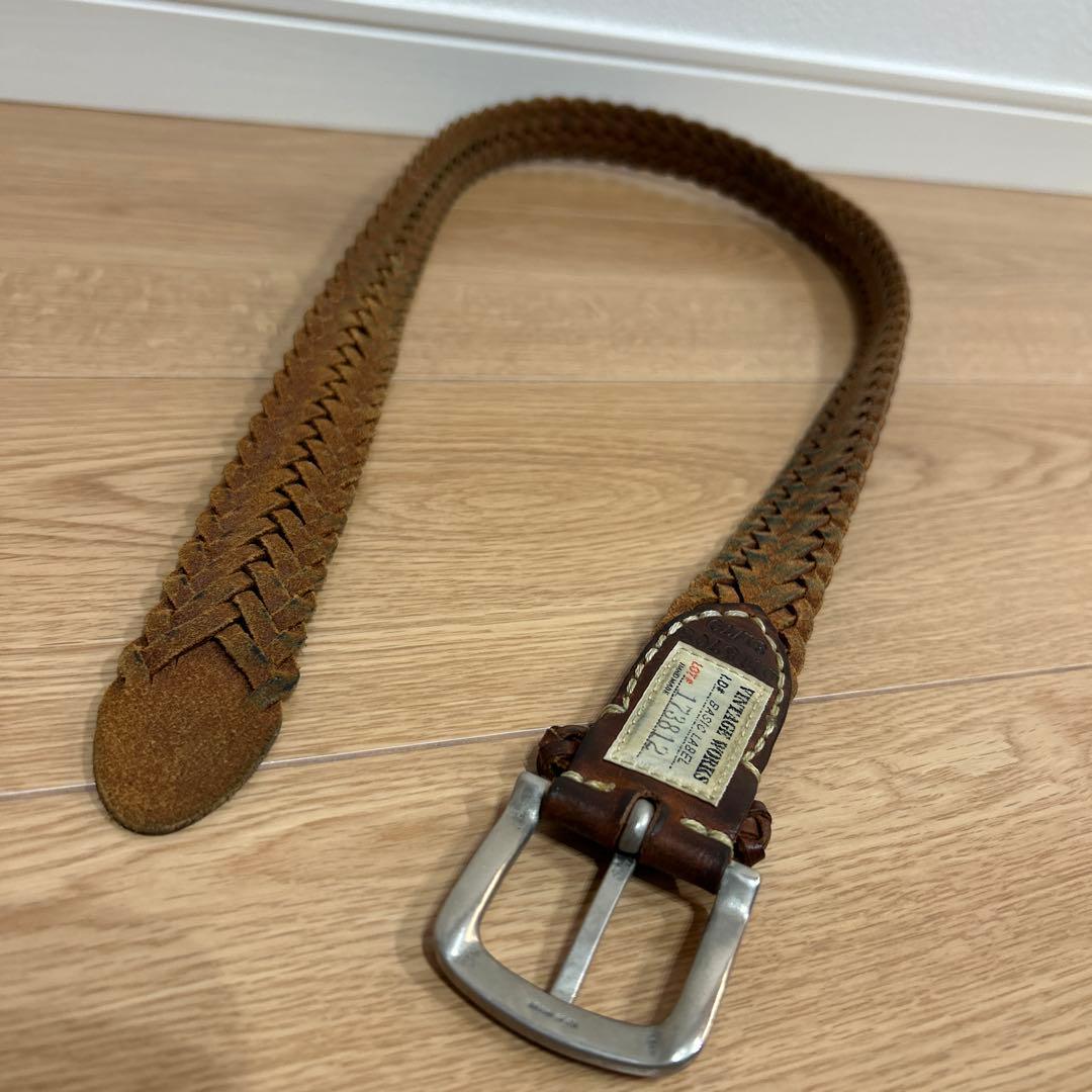 VINTAGE WORKS 編み込みレザーベルト