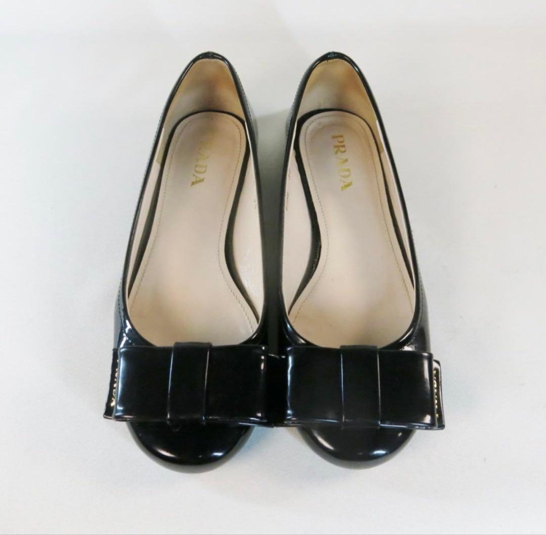 【プラダ】PRADA|36|23㎝|リボンパンプス|黒|i1401