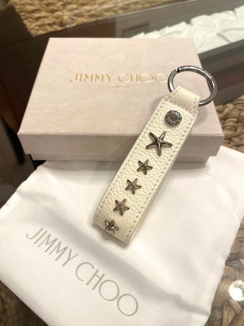 JIMMY CHOO スター装飾レザーキーホルダー