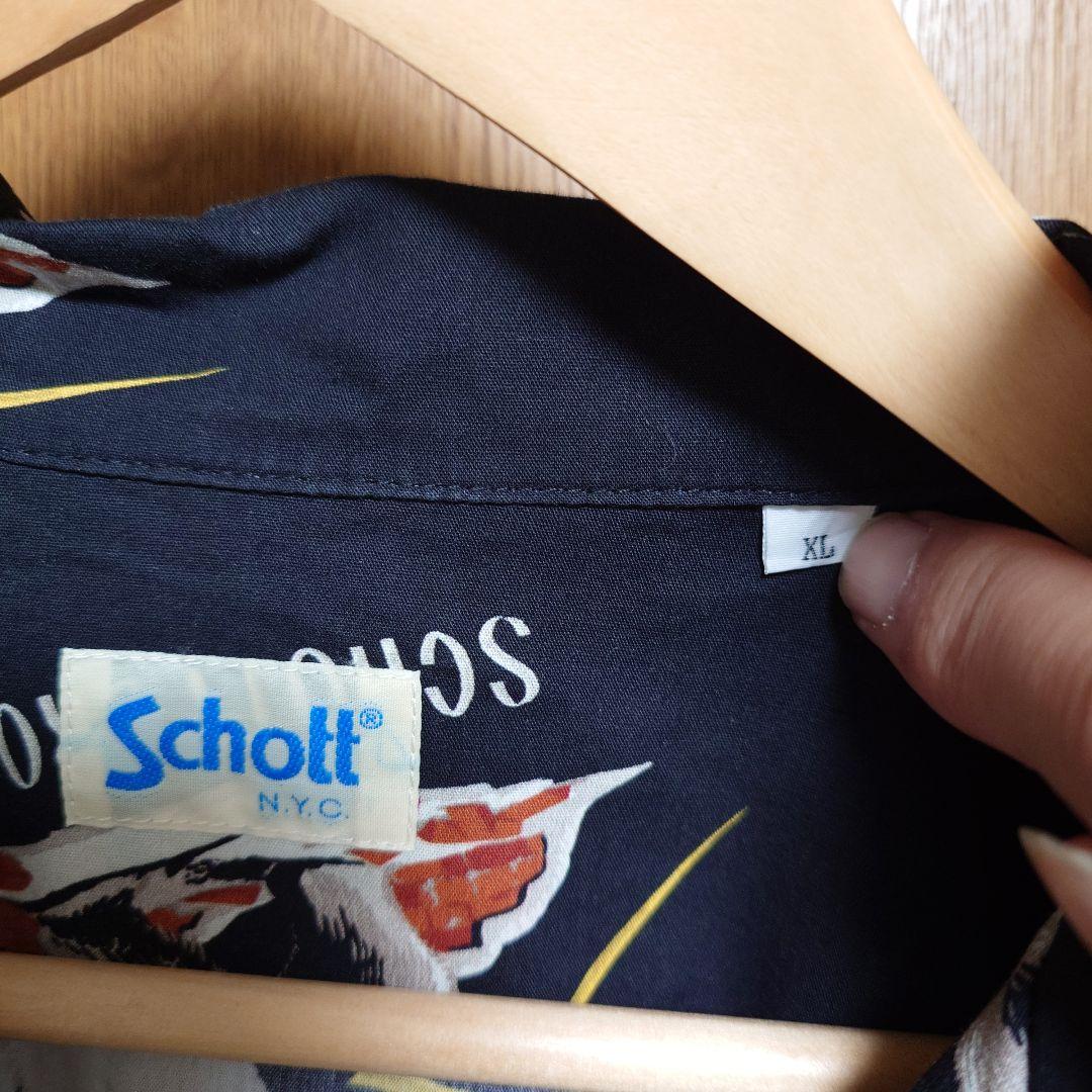Schott XL 長袖 シャツ レーヨン 総柄