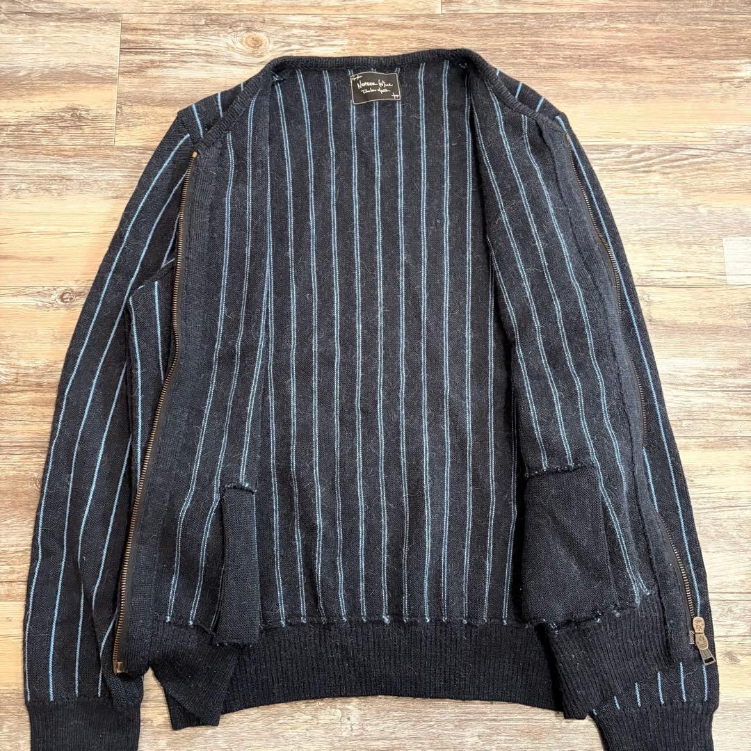ナンバーナイン 08 AW ニット カーディガン アルパカ ストライプ