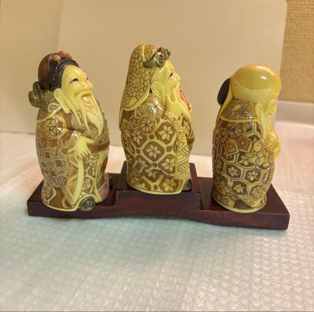 福祿壽 アイボリージェイド石の彫刻品
