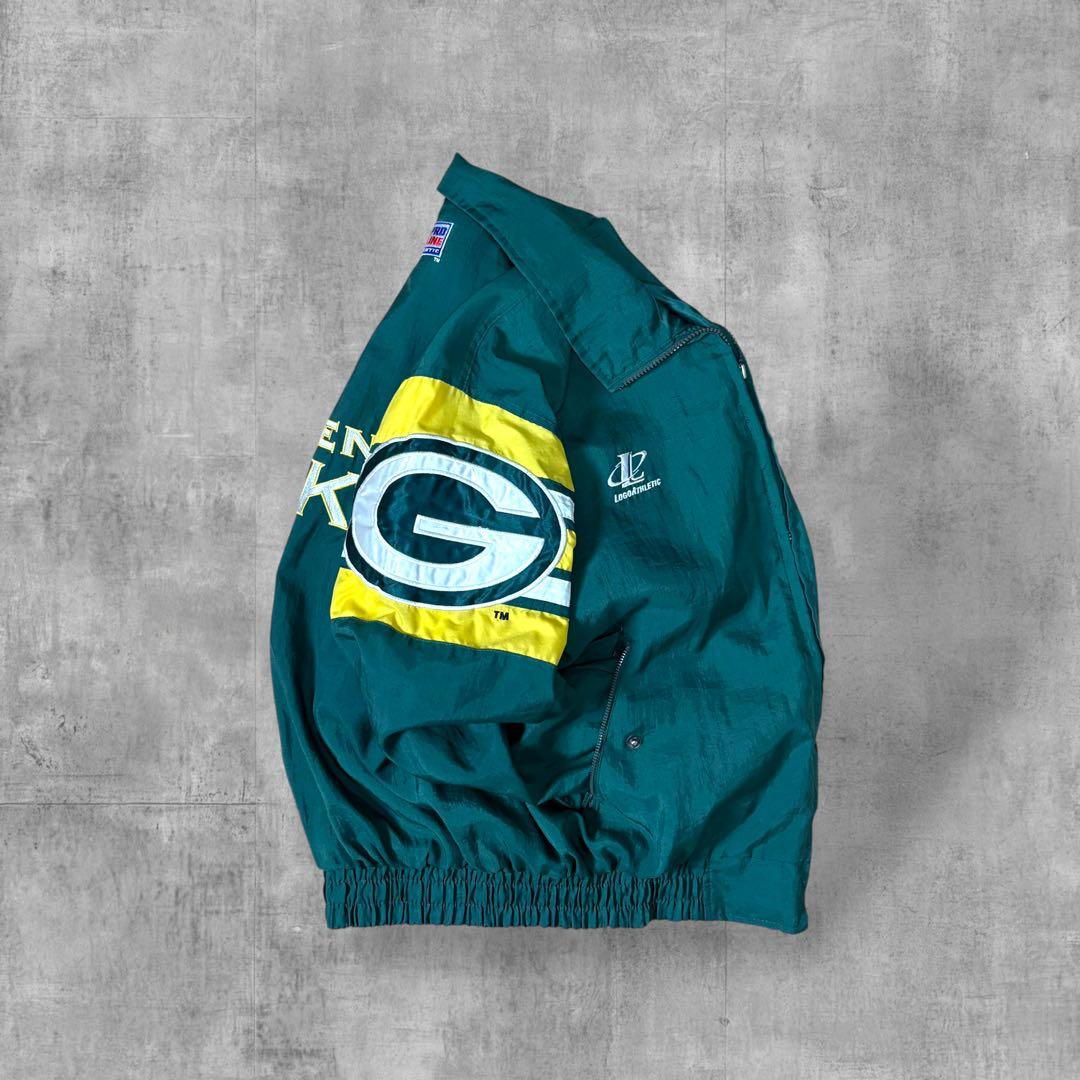 【90s】 NFLパッカーズロゴアスレチッ クナイロンジャケット刺繍グリーンL相