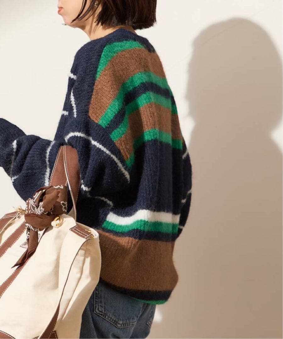 L'ESSAGE ウールシャギーMIXボーダープルオーバー