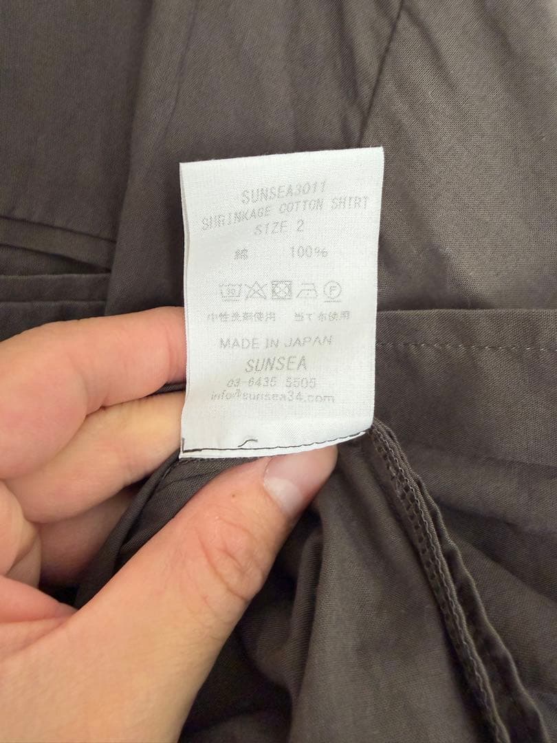 sunsea shrinkage cotton shirt サイズ2