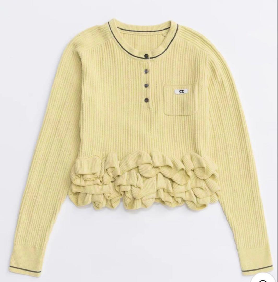 トップス Ruffled Hem Chenille Knit Tops
