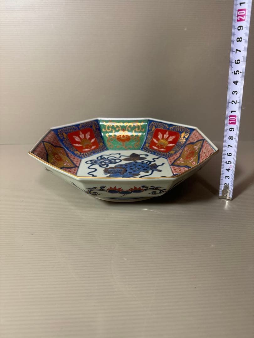 2817 林九郎作　献上手面取獅子牡丹　八角鉢　未使用