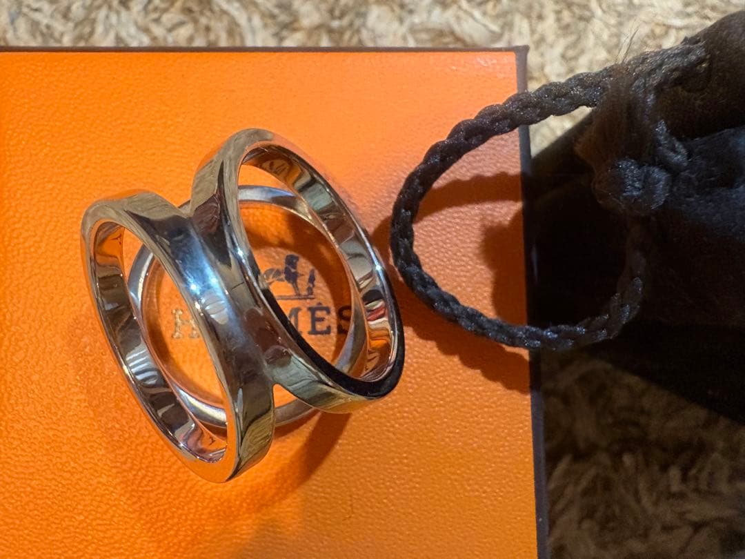 HERMÈS スカーフリング　トリオ　シルバー