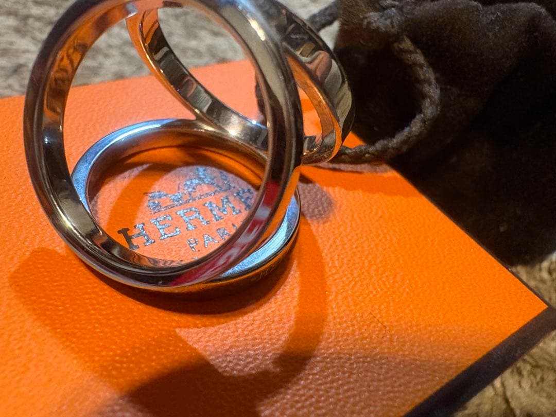 HERMÈS スカーフリング　トリオ　シルバー