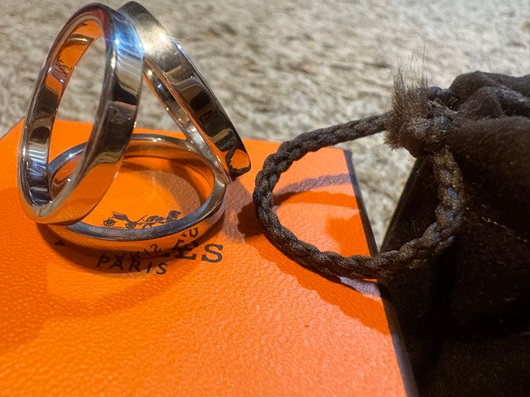 HERMÈS スカーフリング　トリオ　シルバー