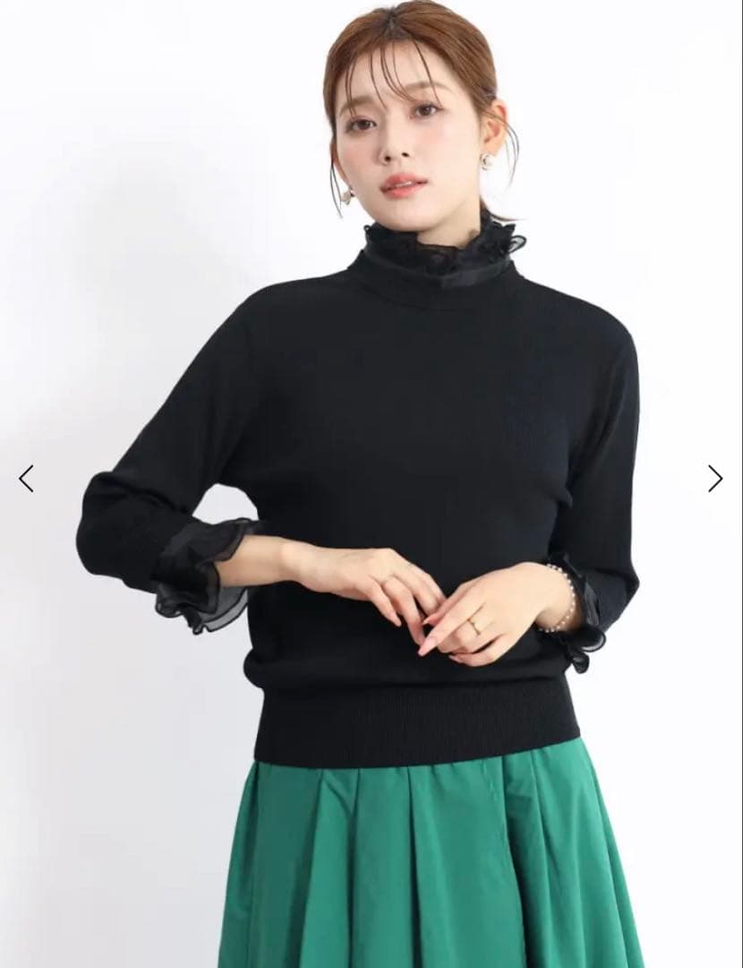【新品】FENNEL フリル付きニットトップス　ブラック