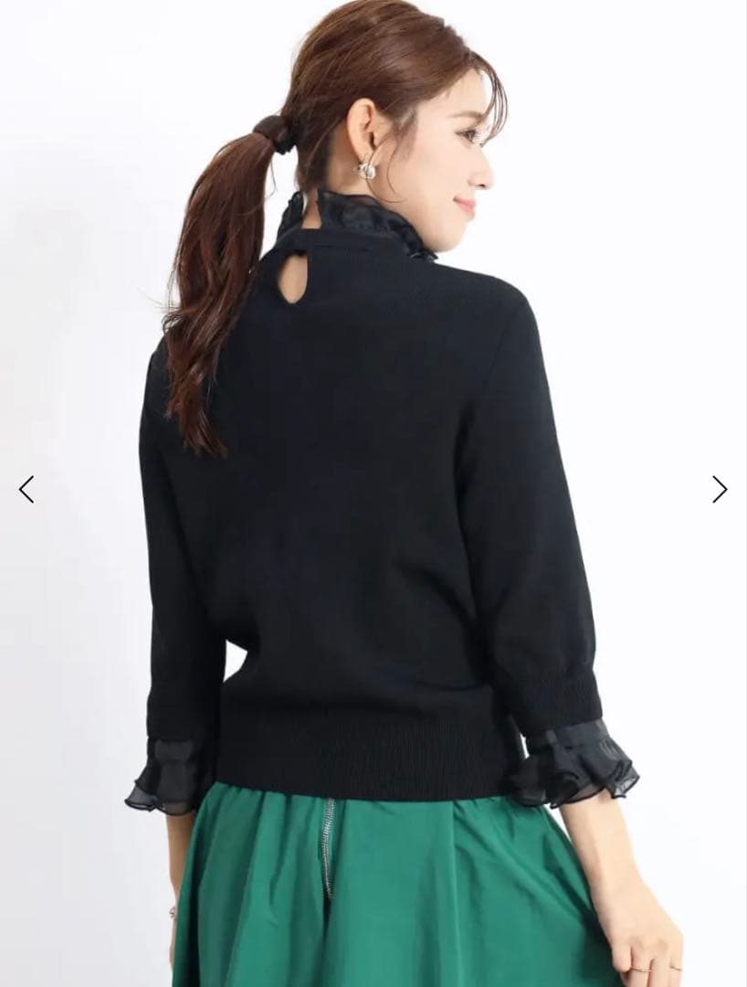 【新品】FENNEL フリル付きニットトップス　ブラック