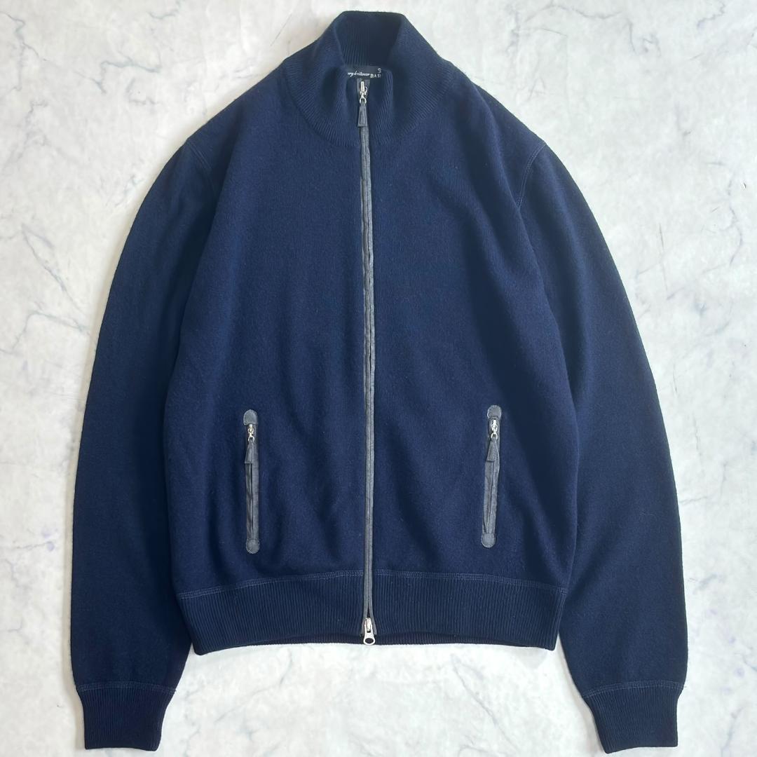 バルバ カシミヤ100% ドライバーズニット エルボーパッチ カーディガン d9
