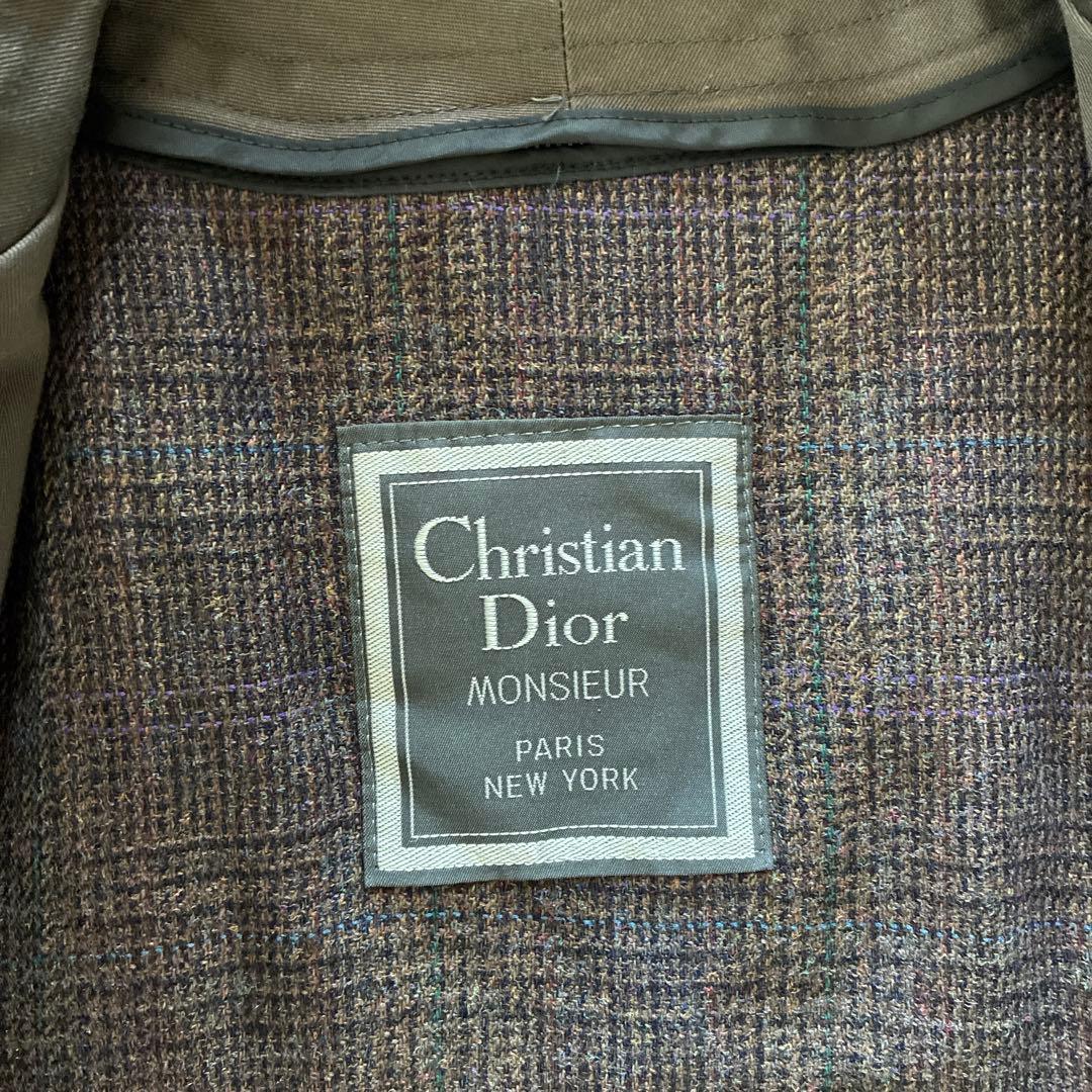Christian Diorメンズトレンチコート40Rチャコールグレーライナー付