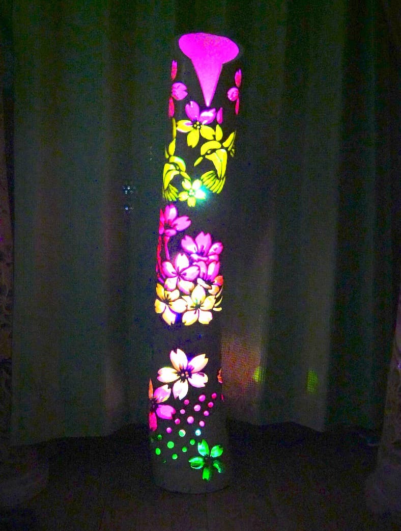 竹灯り　彩シリーズ　〜鳥たちの花見〜　竹灯籠　希少★変形極太孟宗竹