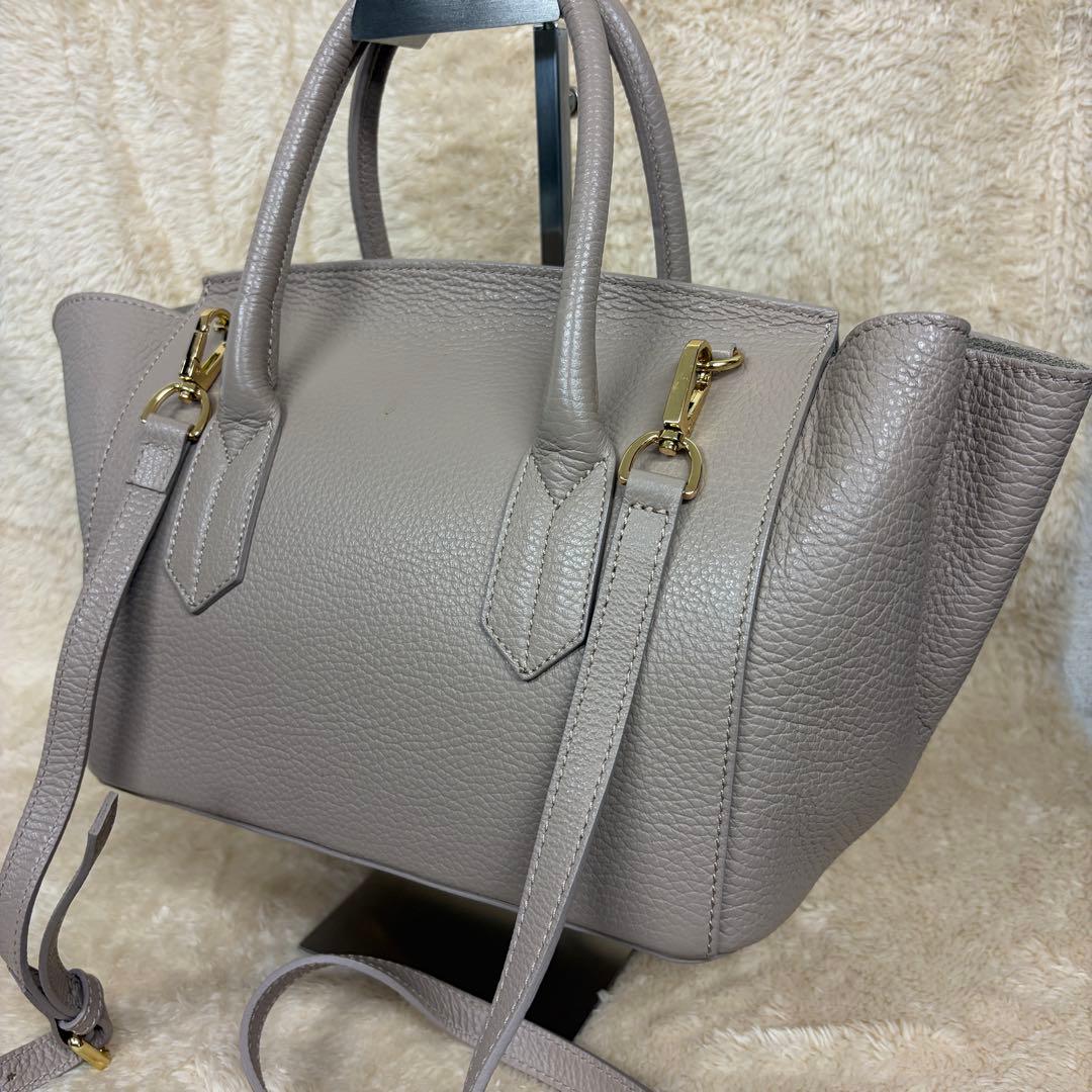極美品 クリスチャンヴィラ 2way トートバッグ グレージュ 本革 イタリア