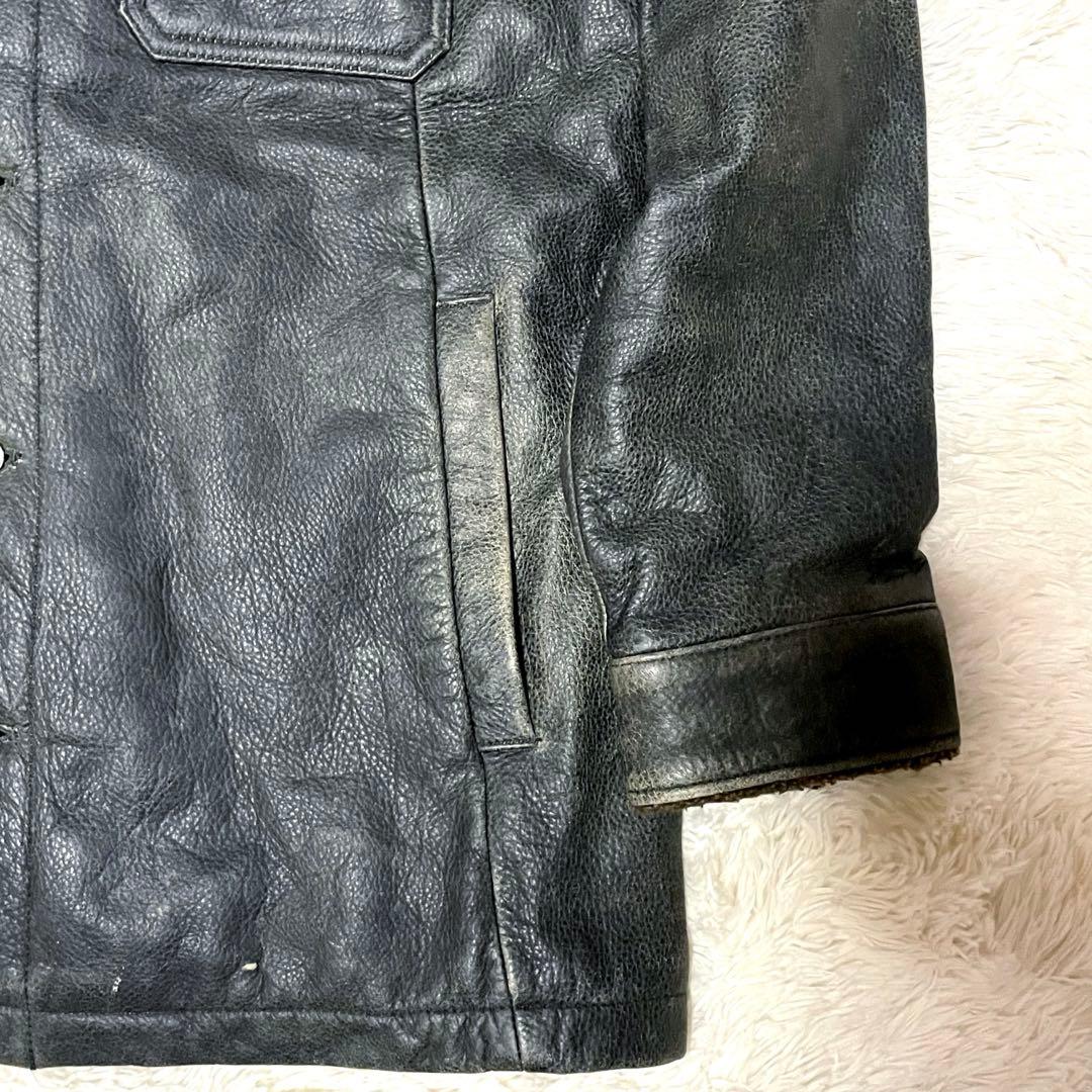 希少 old gap 襟ボア レザー ジャケット Ｌ相当　カーコート フェード