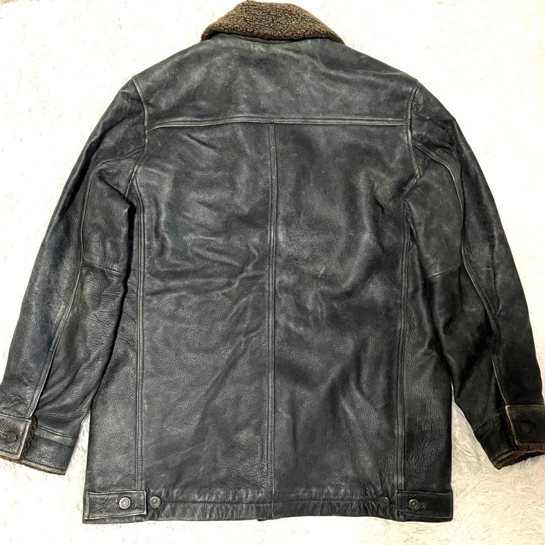 希少 old gap 襟ボア レザー ジャケット Ｌ相当　カーコート フェード