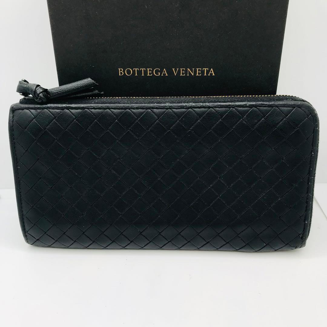 ボッテガ ヴェネタ✨イントレチャート 長財布 L字ファスナー 黒 ブラック