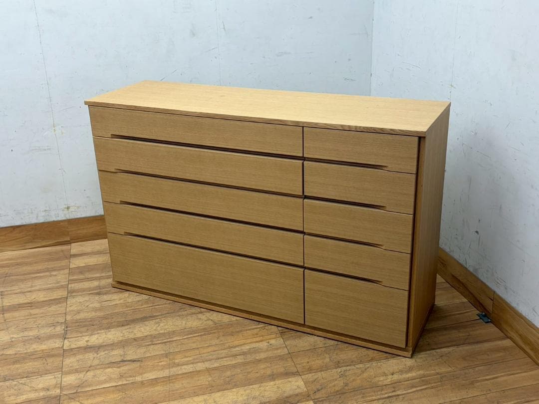 T8065☆展示品☆府中家具☆佐々木木工☆デフィ☆ナラ材☆桐☆ワイドチェスト☆