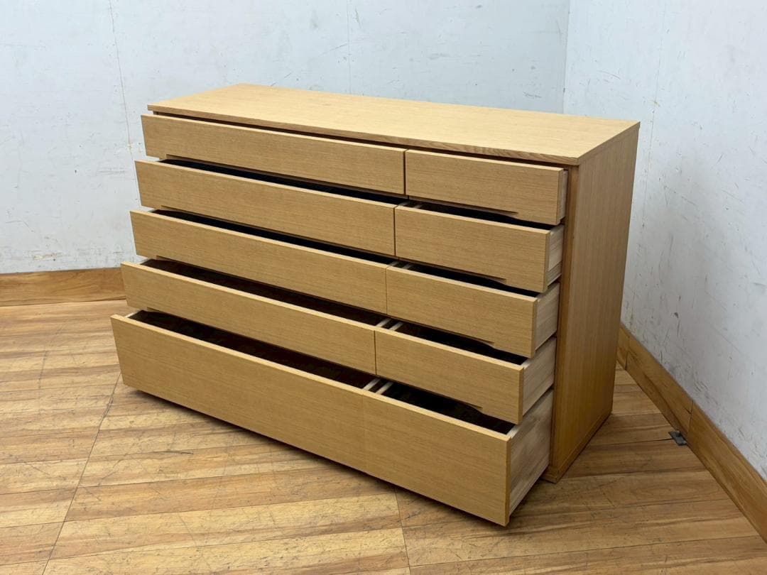 T8065☆展示品☆府中家具☆佐々木木工☆デフィ☆ナラ材☆桐☆ワイドチェスト☆