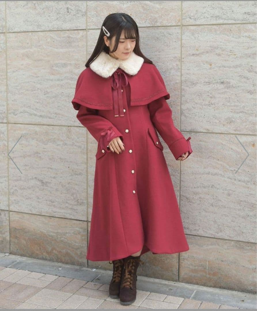 axes femme ケープセットバッスルコート ワインレッド Mサイズ