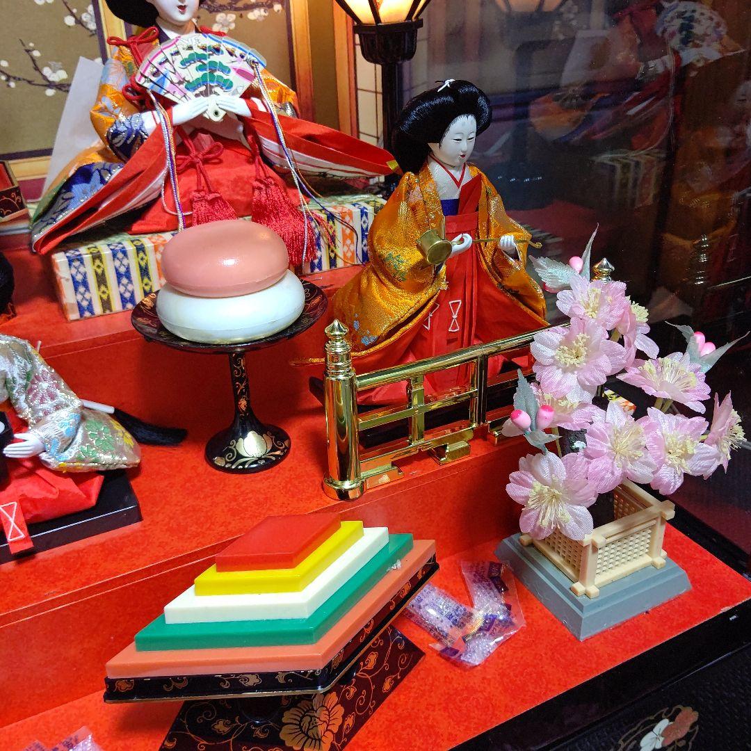 ひな祭り ガラスケース入りひな人形セット