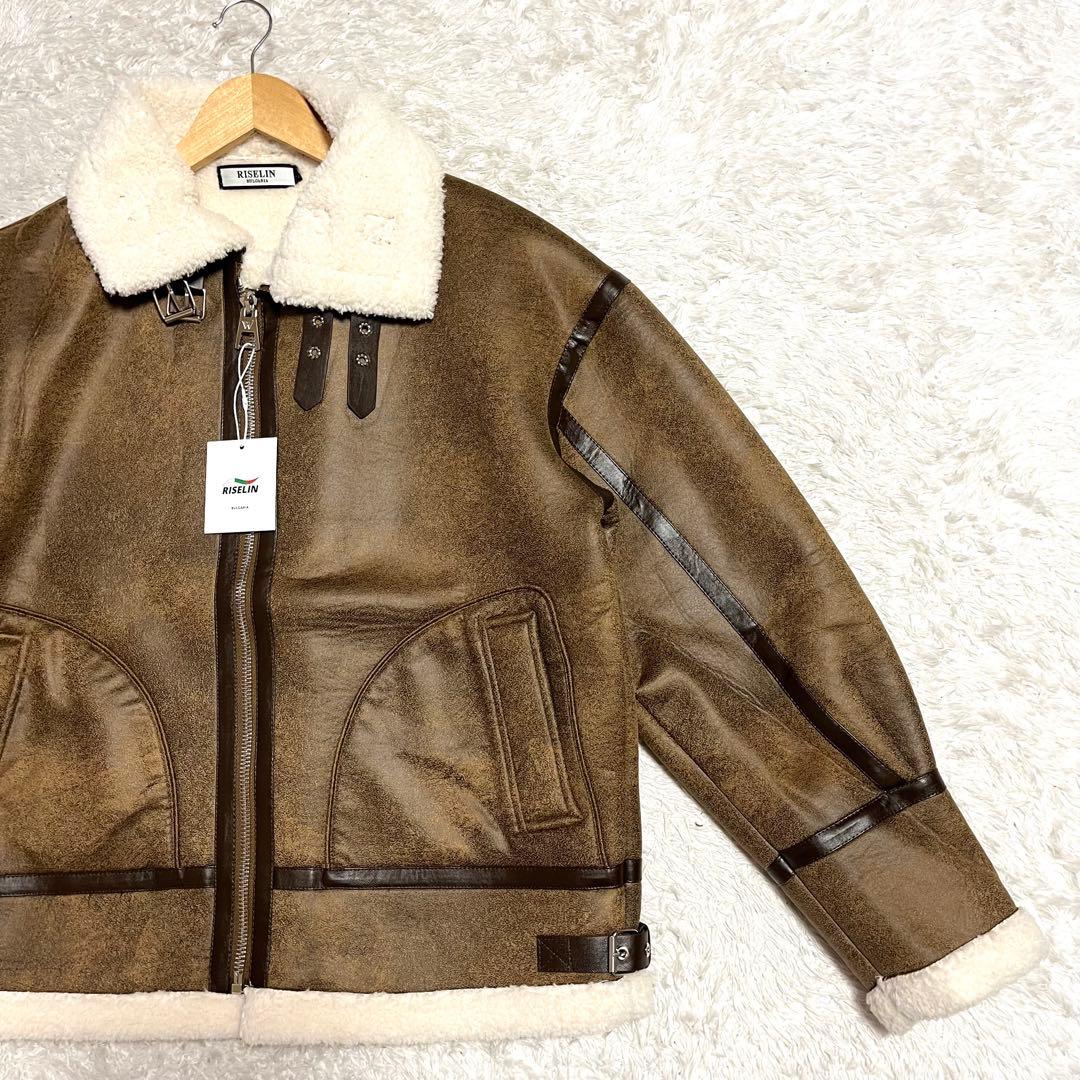 ✨新品未使用✨RISELIN リアルムートンジャケット 羊革 B-3 XLサイズ