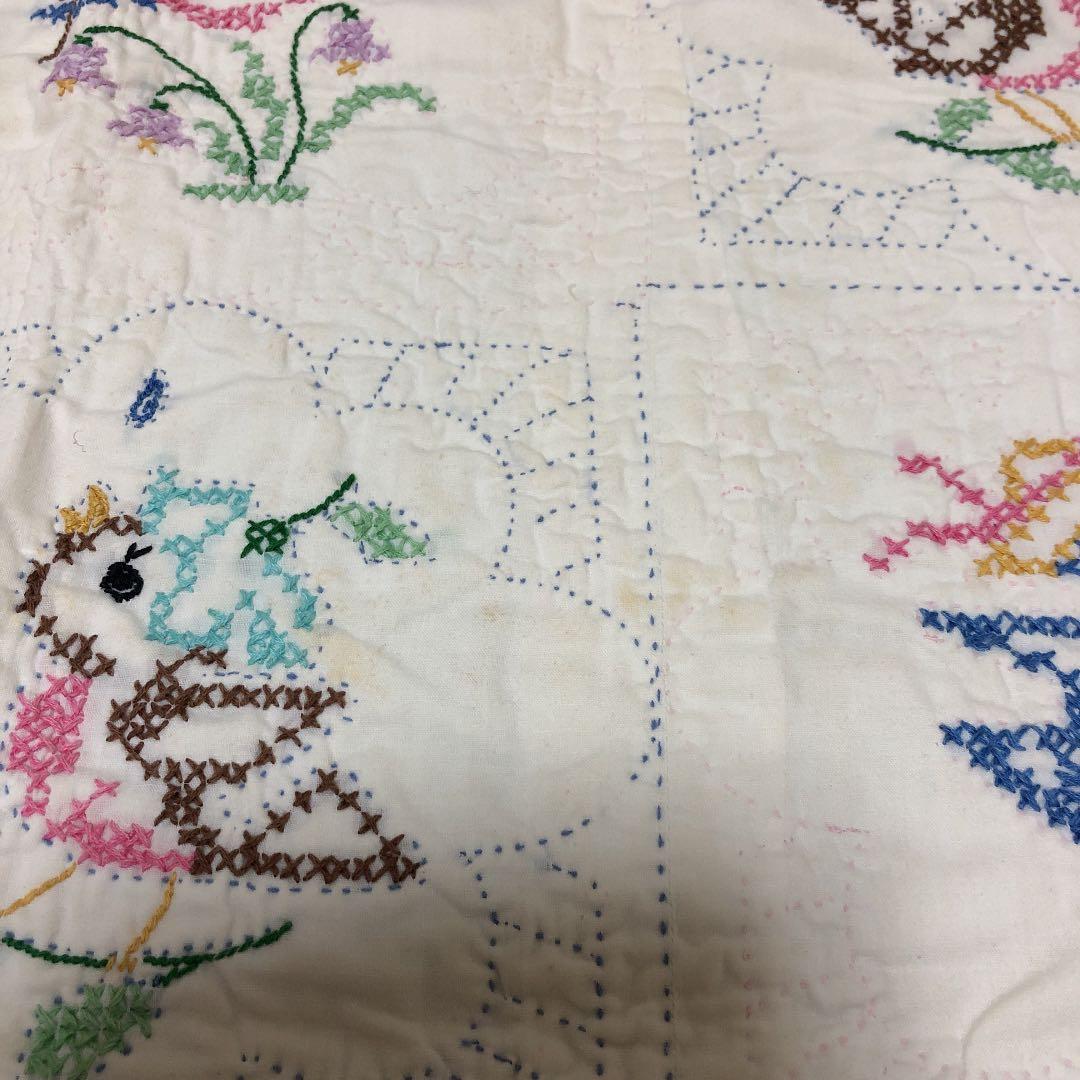 アンティークキルト  刺繍  レトロ　昭和