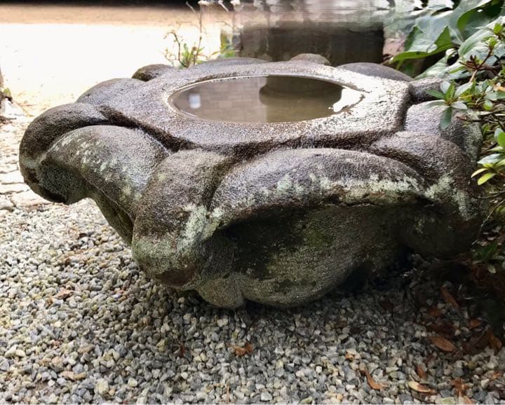 【見立て水鉢・笠型】造園水石飾り石ガーデニングバードバス箱庭