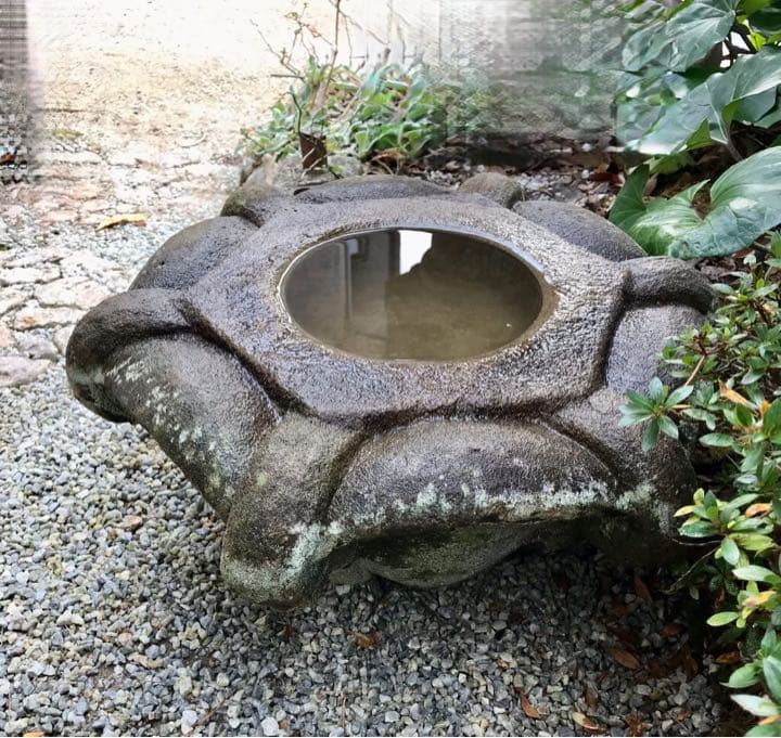 【見立て水鉢・笠型】造園水石飾り石ガーデニングバードバス箱庭
