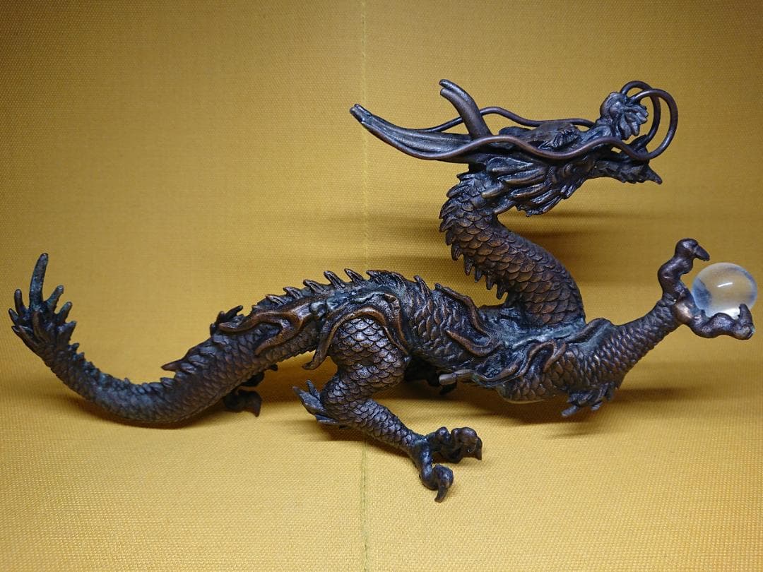 龍　銅製　ブロンズ像　2.5kg　置物　インテリア　工芸品　美術品　A2595