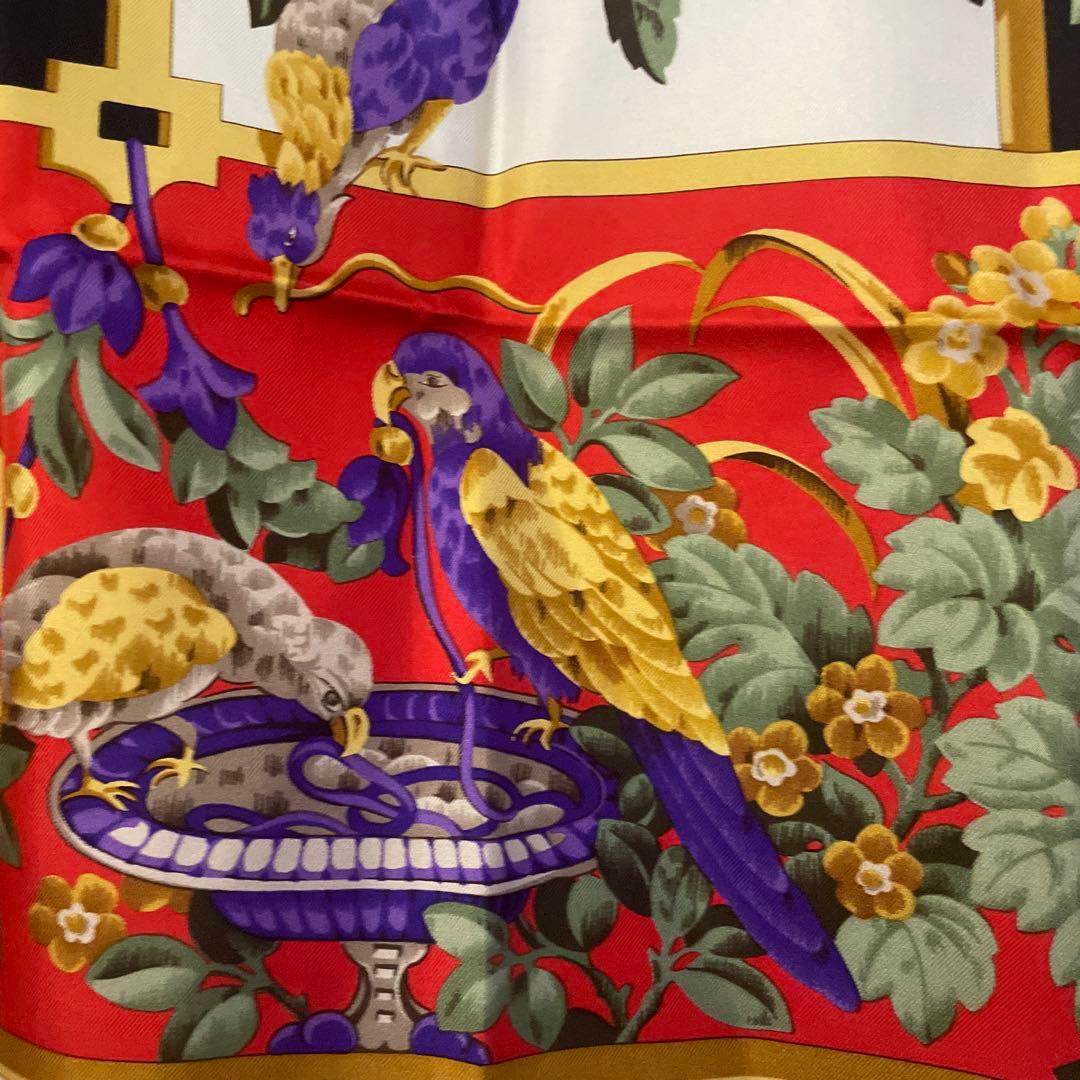 LOEWE シルクスカーフ 花と鳥のプリント