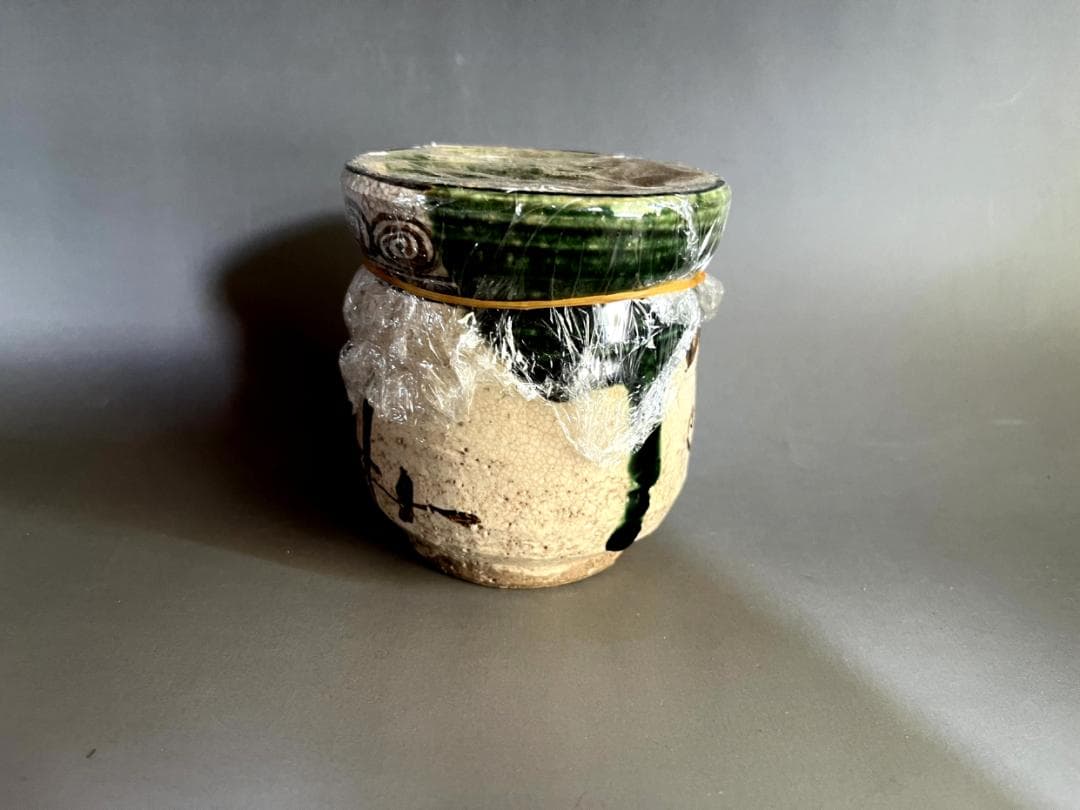 火入れ■織部焼き 丸型 火器 煙草盆 灰入り お茶道具 古美術 時代物 骨董品■
