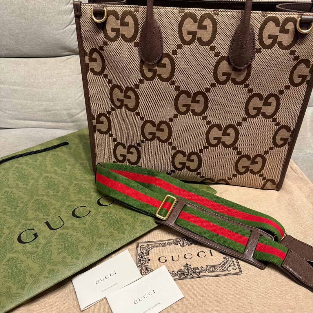 正規店 一回使用 GUCCI グッチ ジャンボGG トートバッグ