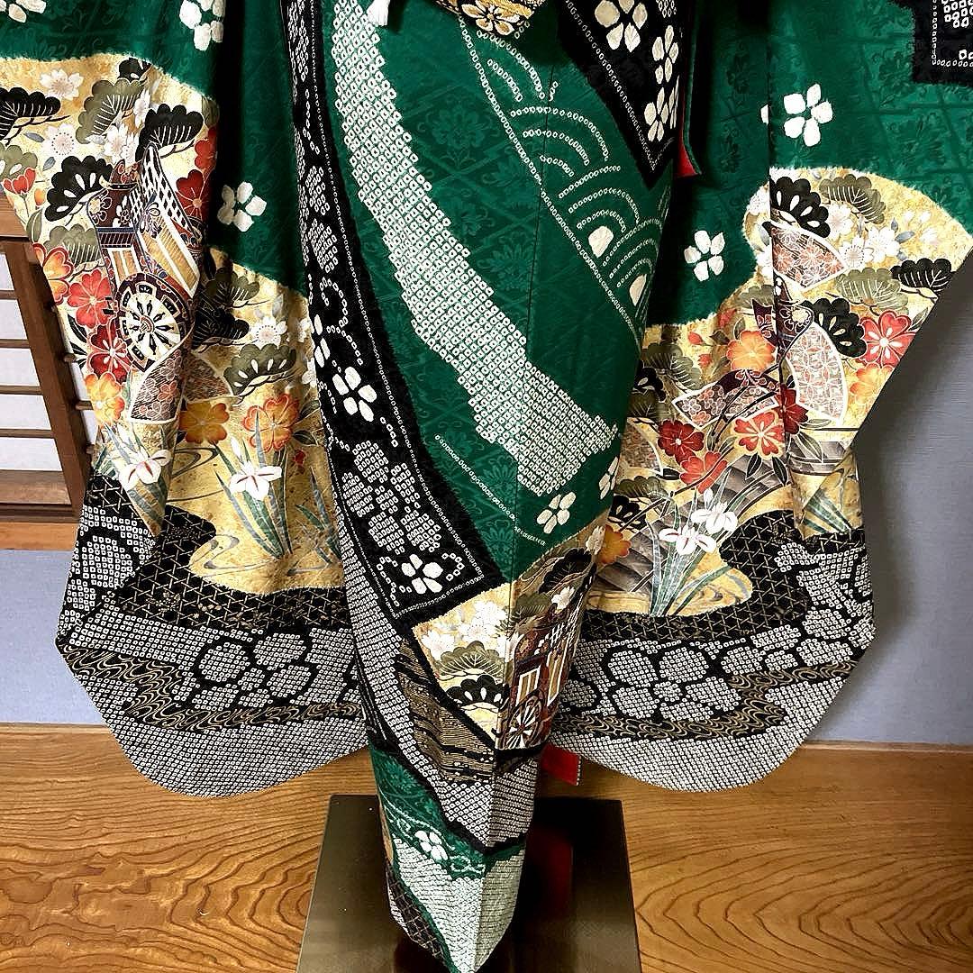 振袖フルセット　染分け　手絞り　本金箔　手刺繍　　　成人式振袖　振袖　裄丈67