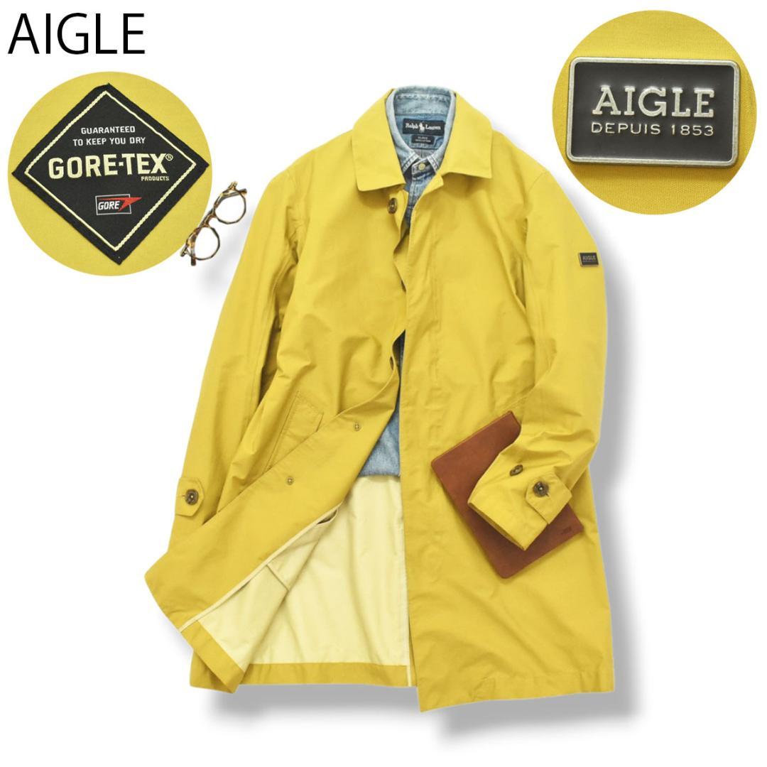 【プレートロゴ】 エーグル ゴアテックス スタンカラー レインコート M 黄色
