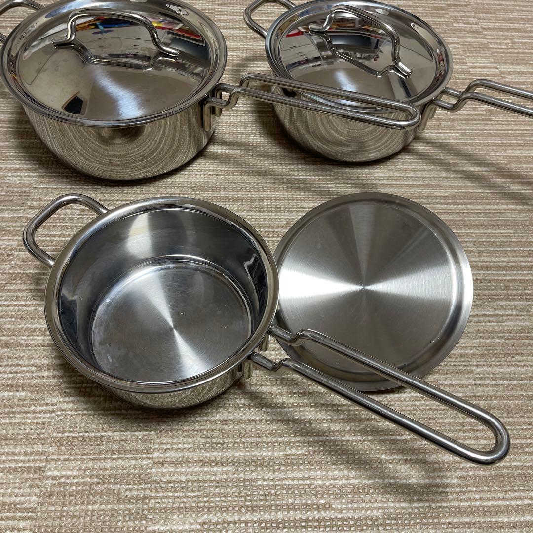 geo PRODUCT 蓋付き 片手鍋 ３点セット 14cm/16cm/18cm