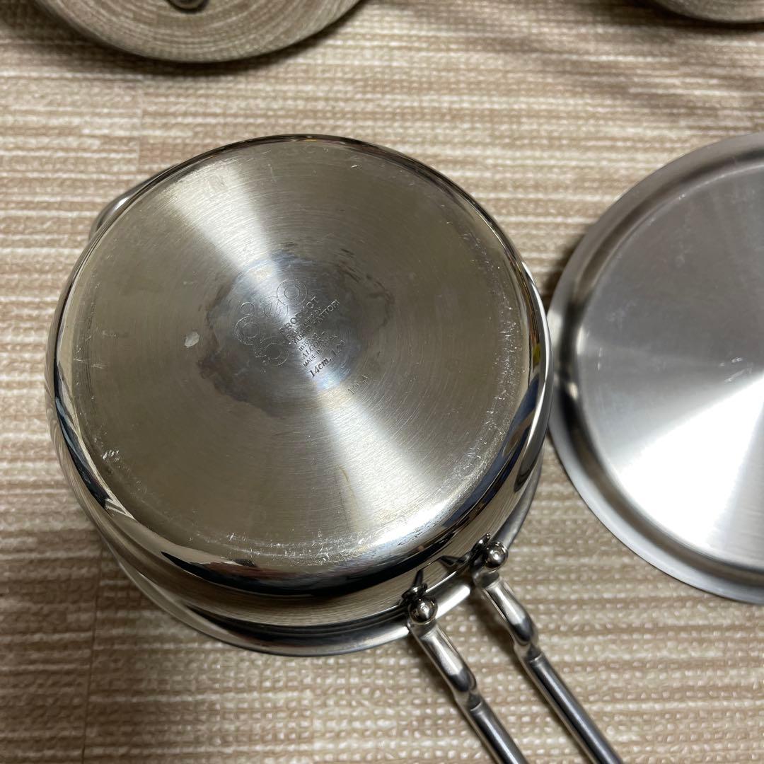 geo PRODUCT 蓋付き 片手鍋 ３点セット 14cm/16cm/18cm