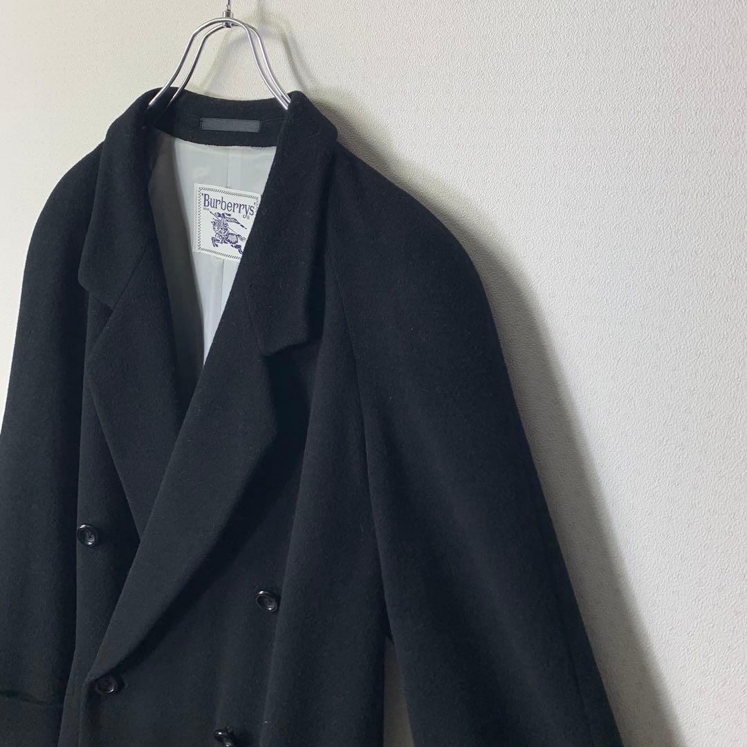 美品 Burberrys カシミアブレンドウールダブルコート ブラック 90s