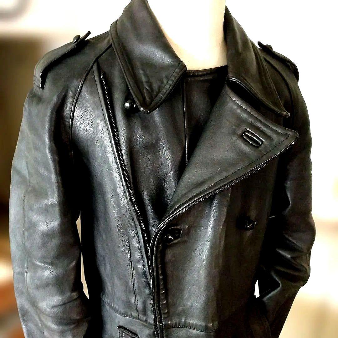 90s Vintage フランス軍 モーターサイクルジャケット レザージャケット