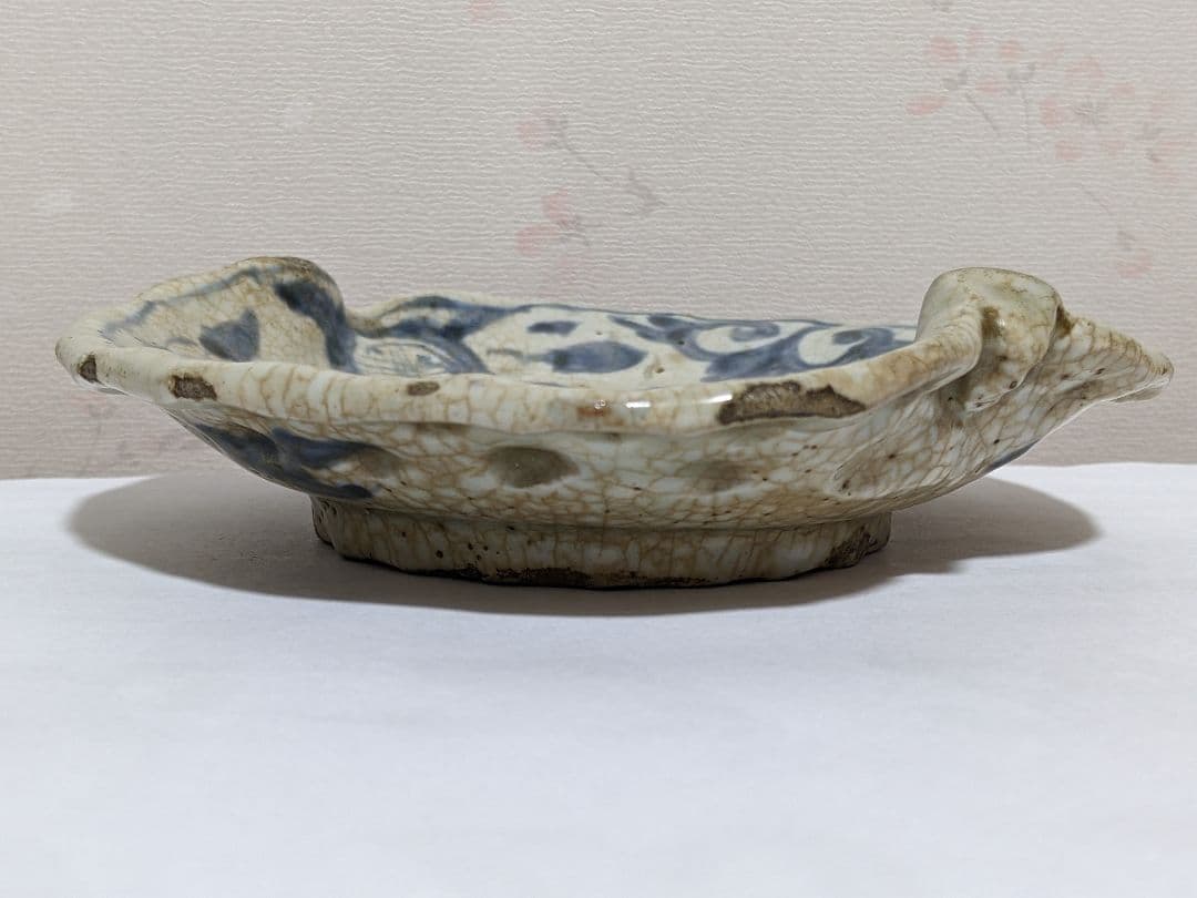 ⭐中国古陶磁 筆洗 古美術品 染付 鳳凰文 桃形 変形皿 古玩 文房四宝 骨董品