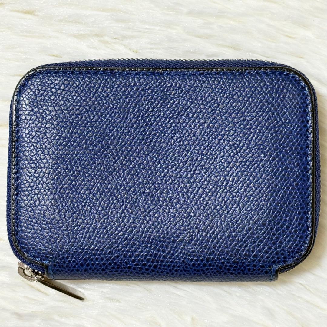 【美品】Valextra ヴァレクストラ ラウンドジップ ミニウォレット レザー