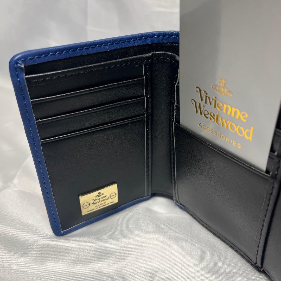 新品 Vivienne Westwood レッド青ライン 三つ折り財布 一粒万倍