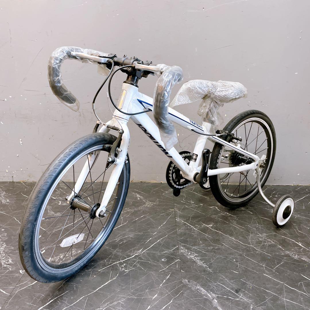 【922】ロードバイク風 子供車 Number ホワイト 補助輪付き